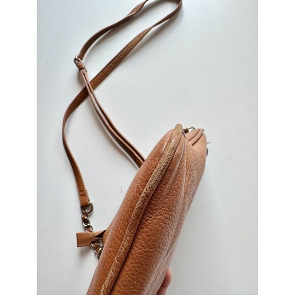 DANIER Brown Leather North South Zipper Crossbody Purse - Picture 8 of 15